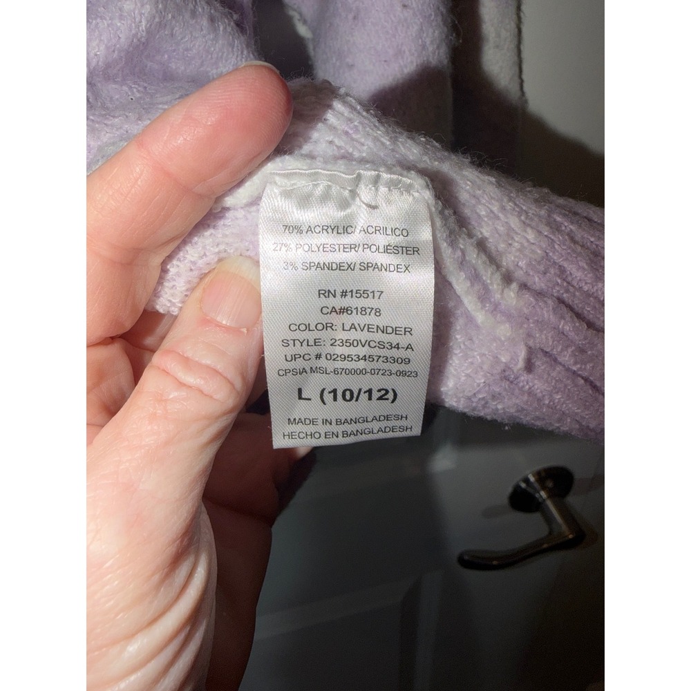 Vince Camuto Girls Lavender Heart Print Button Front Cardigan Sweater 10/12 - Picture 5 of 5